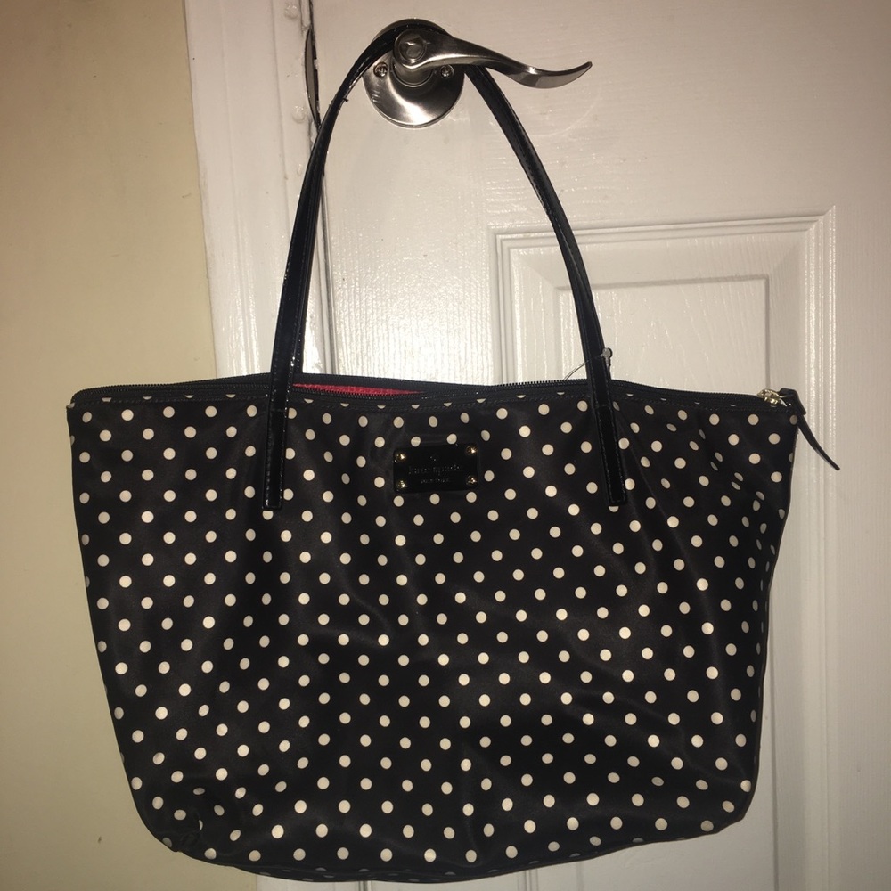 KATE SPADE black and white POLKA DOT TOTE